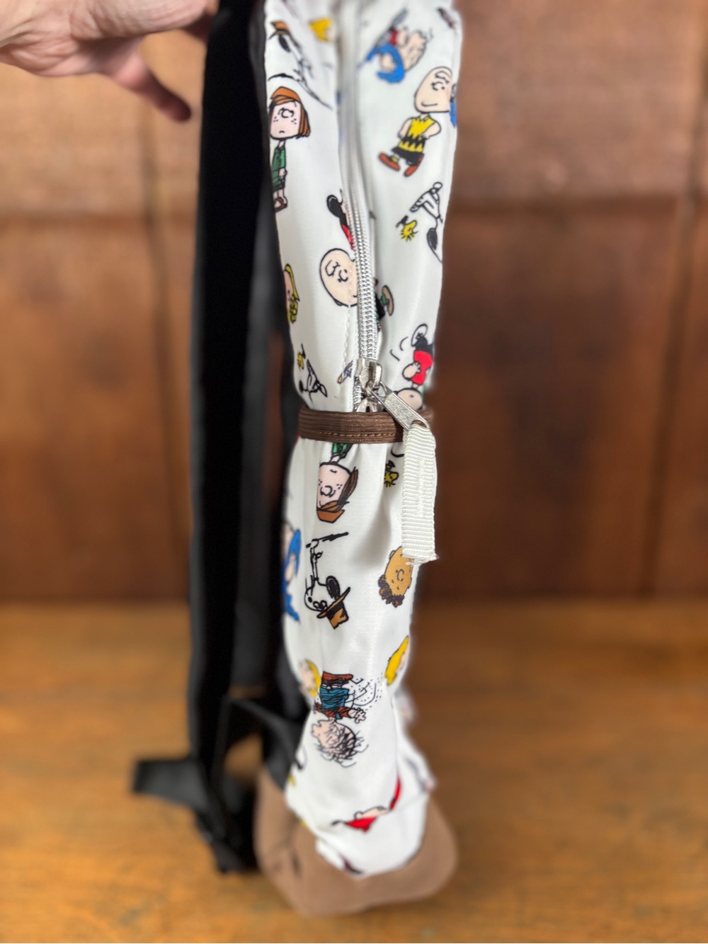 Peanuts Snoopy & FriendsWhite Character Print Backpack with Brown Base and Trim - Picture 5 of 10